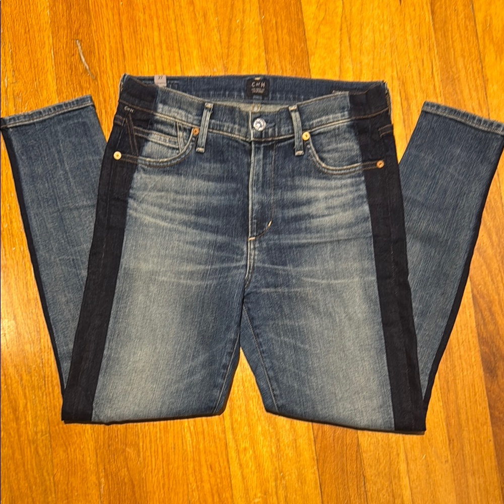 Citizens of Humanity Jeans 27 Rocket Crop High Rise Skinny Shadow Stripe